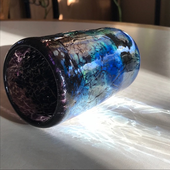 Dunmore Glassworks Hand Blown Art Glass Deep Space Royal Playa Jar with Cork - Picture 4 of 10